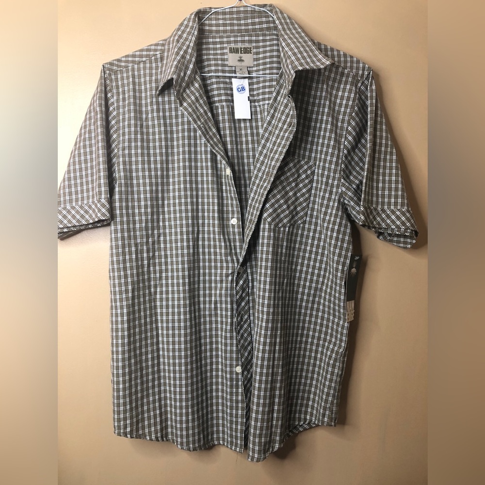Raw Edge Mens Button Up Short Sleeve Collared Shirt Size XL Multicolor Plaid